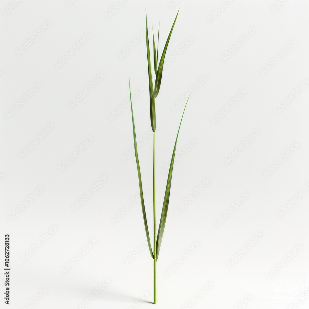 A grass blade, single blade, white background A grass blade, single blade, white background