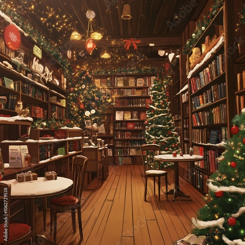 anime background of the school in xmas time