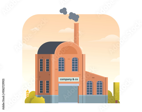 Factory building vector illustration, element for city, infographic and industry illustration	