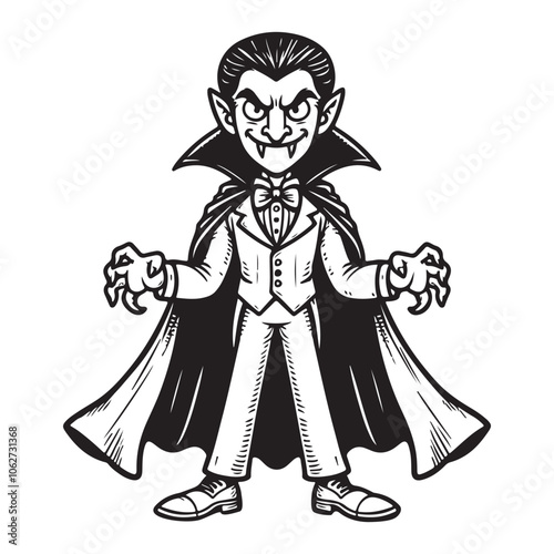 Line art of Dracula vampire vector