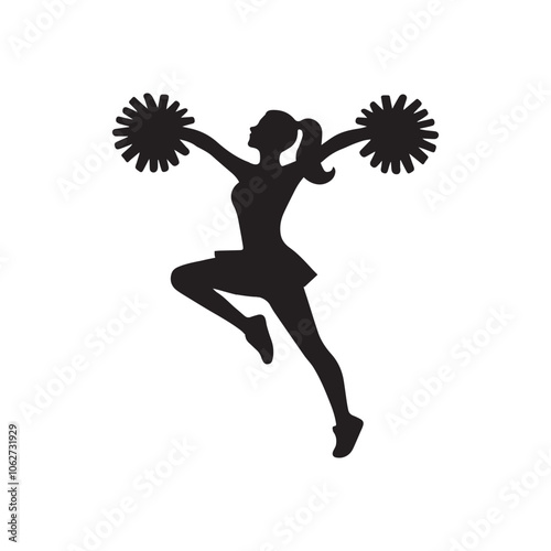  Cheerleading Silhouette Clipart  Design- Cheerleader illustration Vector
 