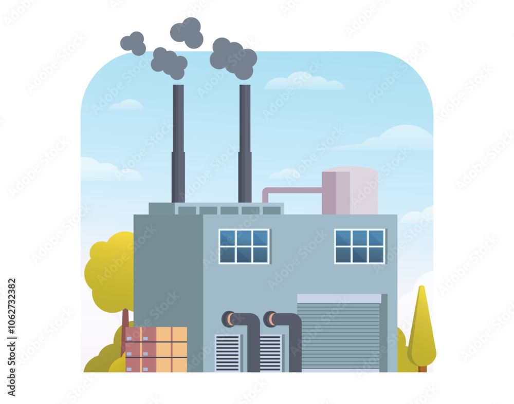 Obraz premium Factory building vector illustration, element for city, infographic and industry illustration 