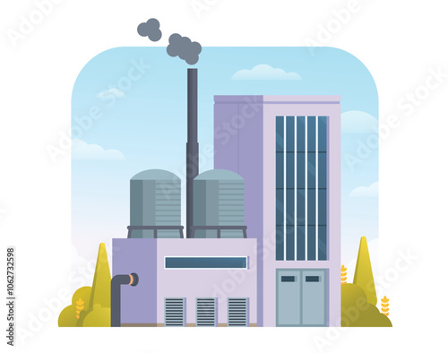 Factory building vector illustration, element for city, infographic and industry illustration	