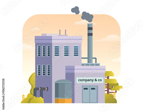 Factory building vector illustration, element for city, infographic and industry illustration	