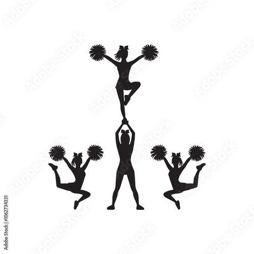  Cheerleading Silhouette Clipart  Design- Cheerleader illustration Vector
 