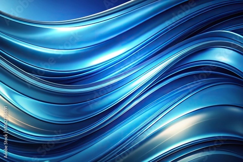 Close-up abstract background with glossy blue curves