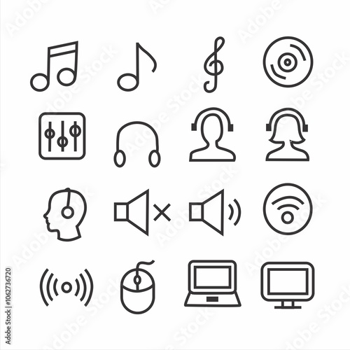 set of icons media techno;ogy photo