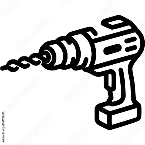 Cordless drill doodle icon. Simple minimalistic vector symbol in black on transparent background