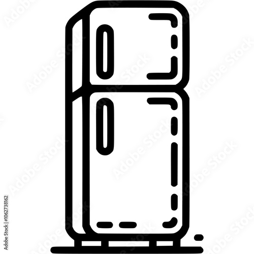 Closed refrigerator doodle icon. Device for food storage. Simple minimalistic vector symbol in black on transparent background