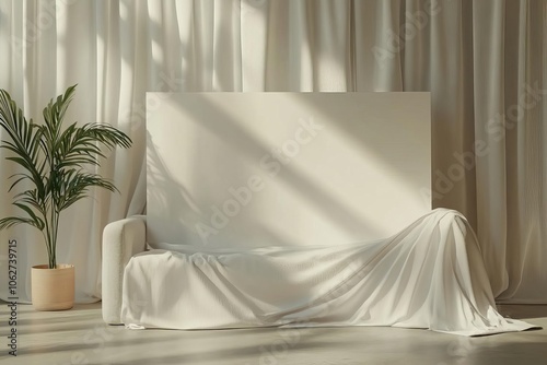 Modern White Sofa, Oversized Blank Mockup
