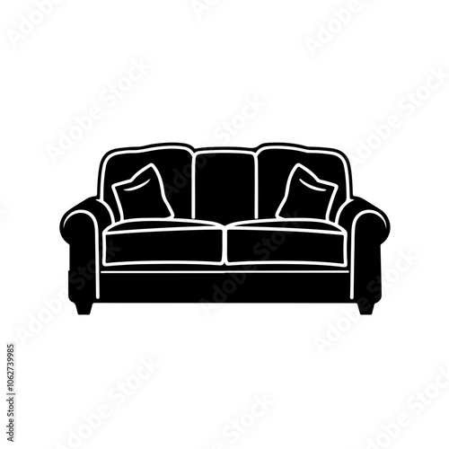 Black couch outline Vector Logo