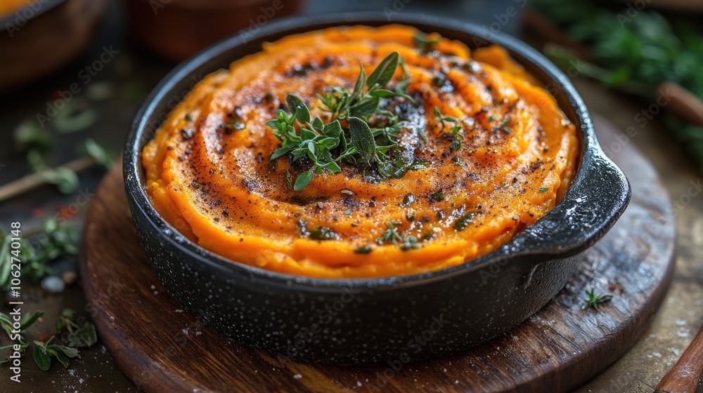 Gourmet sweet potato dish with herbs Gourmet sweet potato dish with herbs