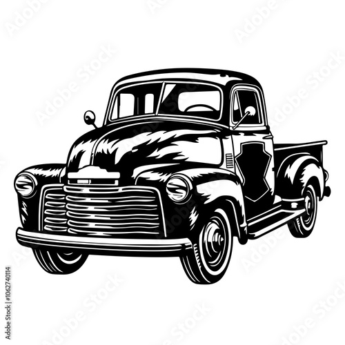 Retro Pickup Truck Vector Logo