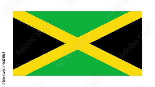 Jamaica Country Flag Shapes and Elements Construction Animation