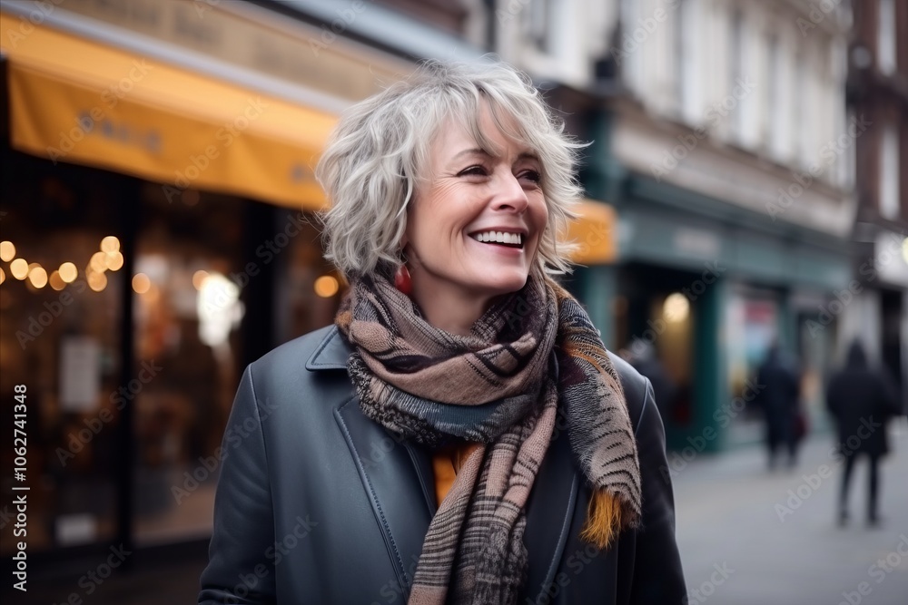 Portrait of a happy senior woman in a city street (shallow DOF; color toned image) Portrait of a happy senior woman in a city street (shallow DOF; color toned image)