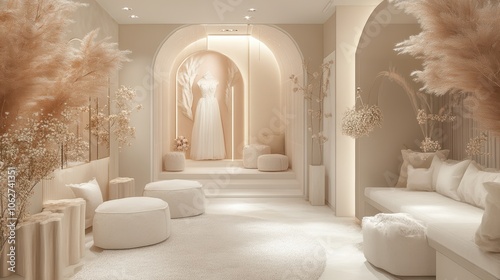 A minimal, modern bridal suite with soft textures. photo
