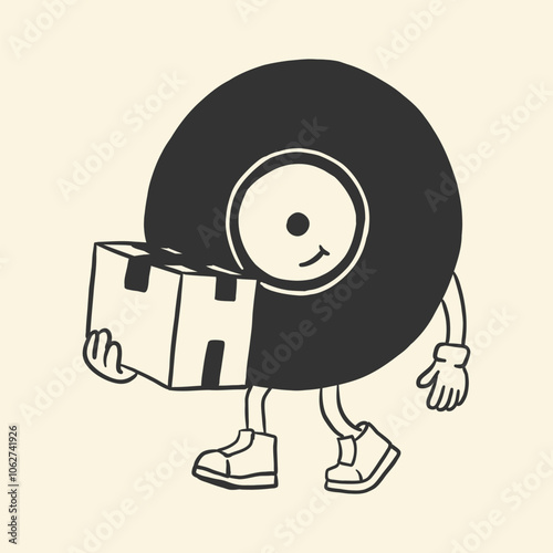 vinyl record retro cartoon illustration