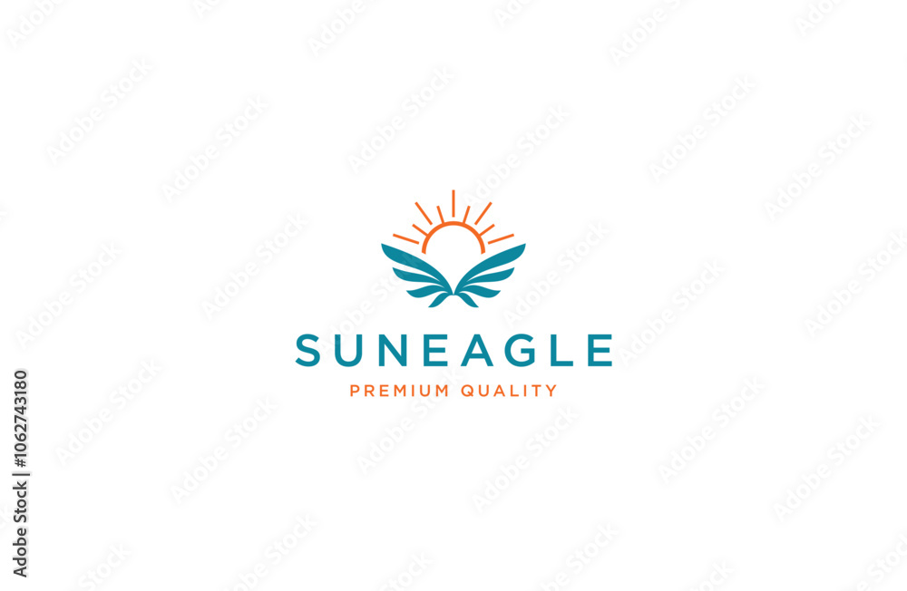 Eagle sun logo icon design template flat vector Eagle sun logo icon design template flat vector