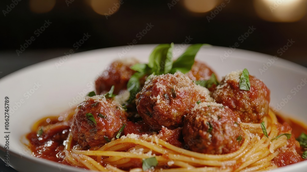 Hearty Spaghetti and Meatballs with Fresh Basil and Tomato Sauce for Culinary Delight Hearty Spaghetti and Meatballs with Fresh Basil and Tomato Sauce for Culinary Delight