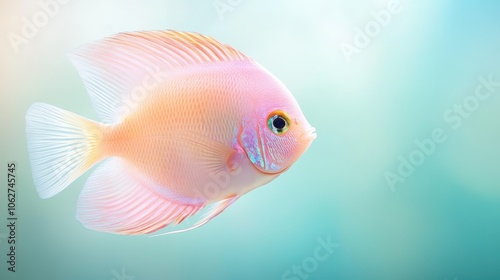 A pink fish swimming in a blue ocean