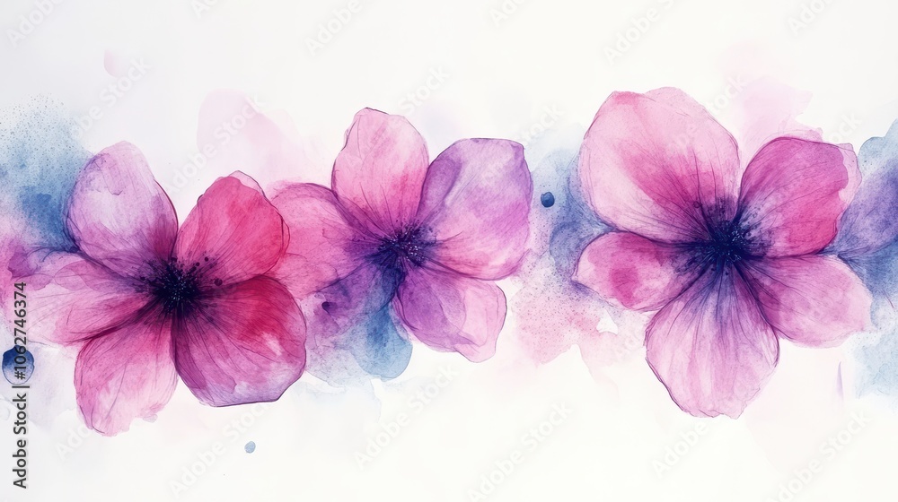Obraz premium Watercolor flowers background, abstract flowers made from watercolor paint splashes.