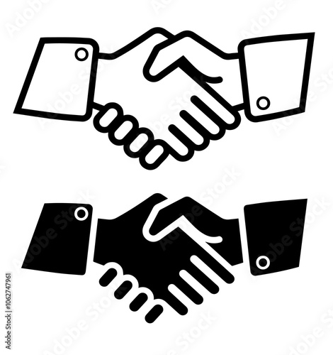 Handshake line art icon. Business agreement handshake symbol.