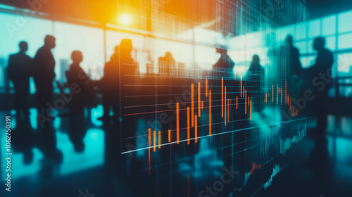 Wallpaper Mural Professional business team working on a project together in the office Using innovation economic growth charts and network connections to accompany the data. in analyzing future trends Torontodigital.ca