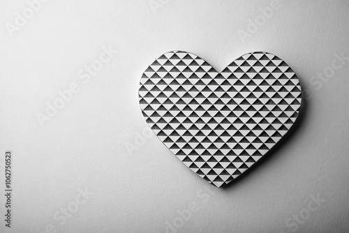 Minimalist Heart-Shaped Wallpaper with simple black and white geometry, minimalist, industrial, interior design, simple, geometric