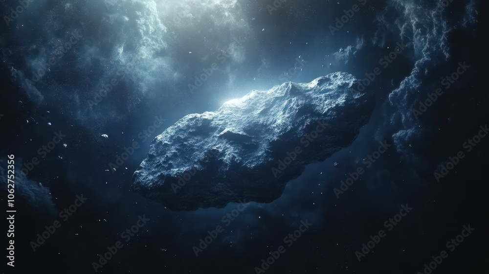 Asteroid floating in space an extraterrestrial presenc. Generative AI Asteroid floating in space an extraterrestrial presenc. Generative AI