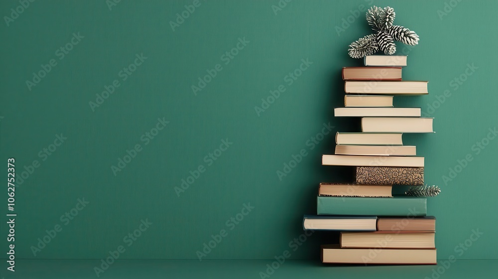 Christmas tree decorated with books as ornaments, literary holiday theme, unique and intellectual celebration Christmas tree decorated with books as ornaments, literary holiday theme, unique and intellectual celebration