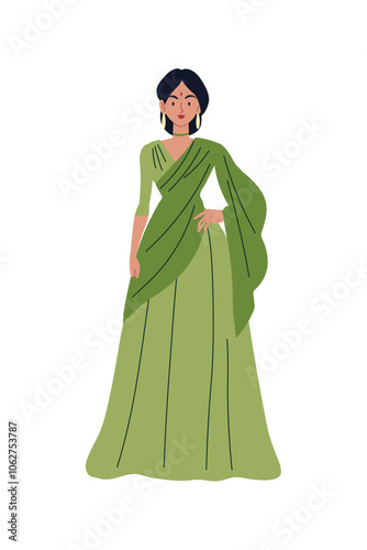 indian woman wearing elegant green dress