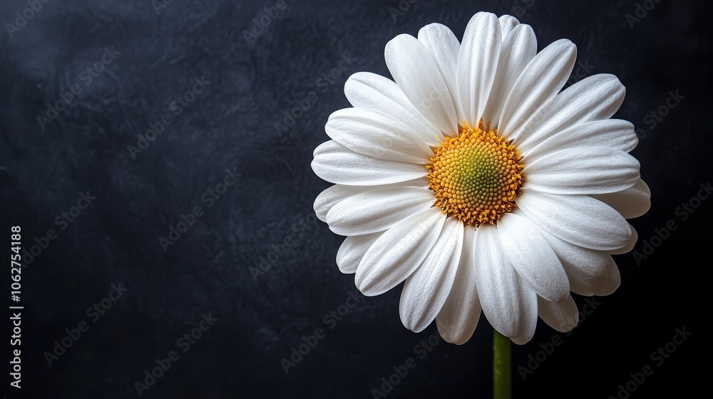 Obraz premium Elegant white flowers are placed on a smooth black background, creating a sharp contrast and highlighting the delicate details of the petals. The composition is simple and provides ample blank space.