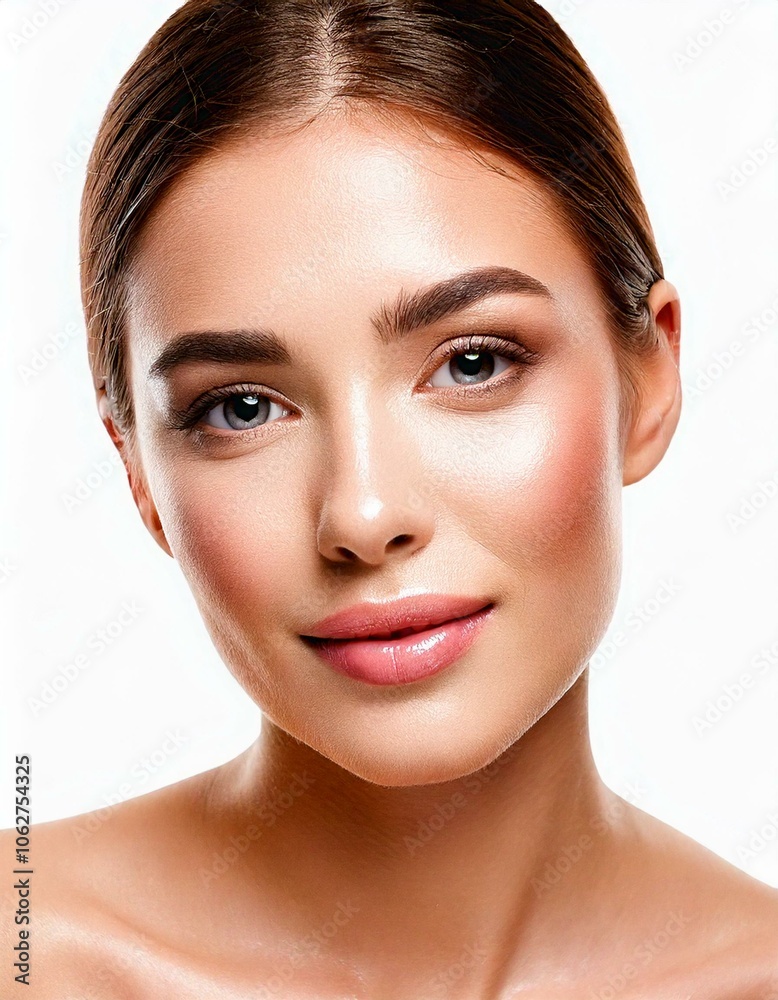 Obraz premium Portrait of beautiful woman, Beauty fresh skin, Skincare and facial treatment concept.