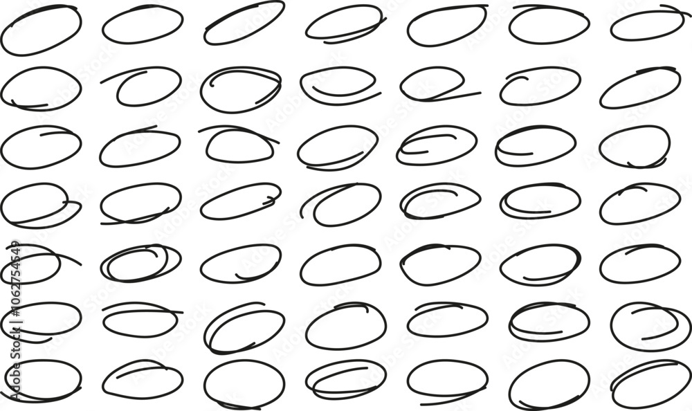 a set of hand-drawn ovals a set of hand-drawn ovals