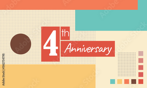 The elegant 4th anniversary vector illustration beautifully enhances banners, flyers, and posters, celebrating this special milestone with a memorable design.
