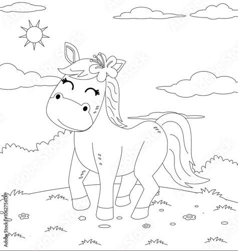 Horse Coloring Pages for children's books.