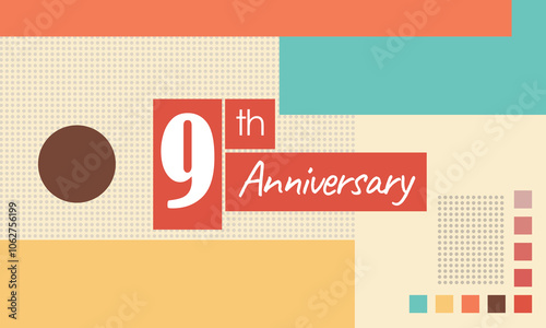 The elegant 9th anniversary vector illustration beautifully enhances banners, flyers, and posters, celebrating this special milestone with a memorable design.