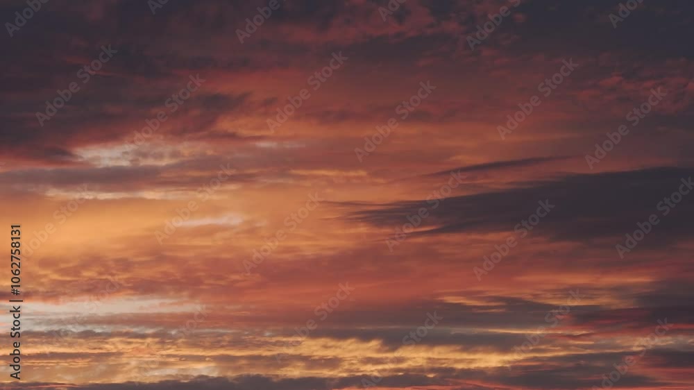Filming with 167 mm drones in high quality of a spectacular sunset and a sky with elongated clouds that project red, orange, yellow, white and gray colors, the sky looks like a canvas of colors Filming with 167 mm drones in high quality of a spectacular sunset and a sky with elongated clouds that project red, orange, yellow, white and gray colors, the sky looks like a canvas of colors