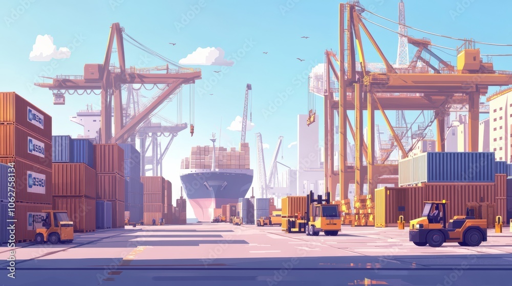 A logistics team coordinating deliveries at a busy shipping port A logistics team coordinating deliveries at a busy shipping port