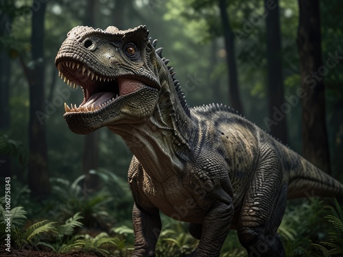 close up of a tyrannosaurus rex،tyrannosaurus rex in the forest،tyrannosaurus rex dinosaur 