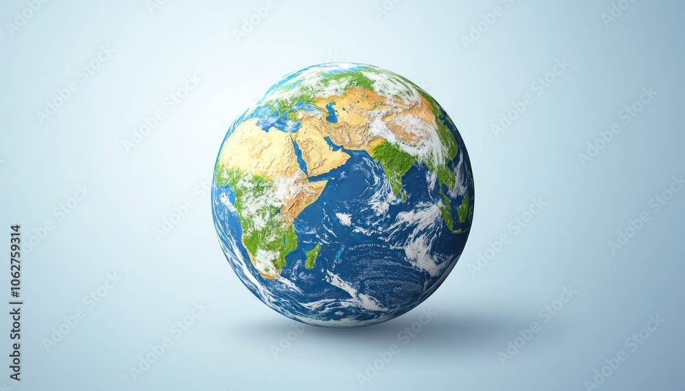 Detailed 3D Earth icon showing continents with textured terrain. Detailed 3D Earth icon showing continents with textured terrain.