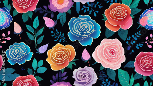 Wallpaper Mural seamless background with roses Torontodigital.ca