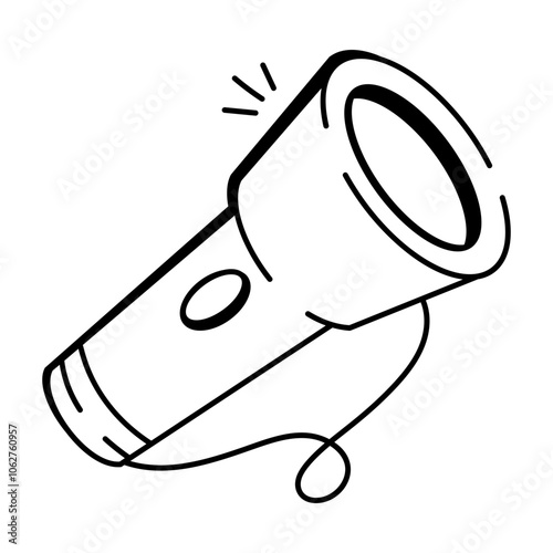Flashlight icon in hand drawn style

