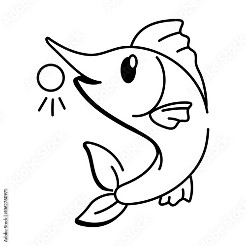 Swordfish icon in sketchy style

