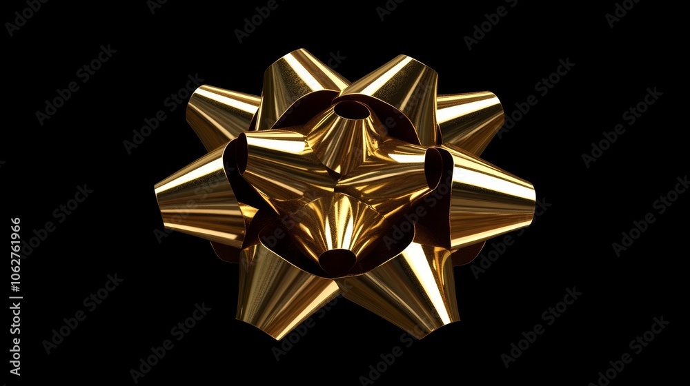 Golden gift bow isolated on black background Golden gift bow isolated on black background