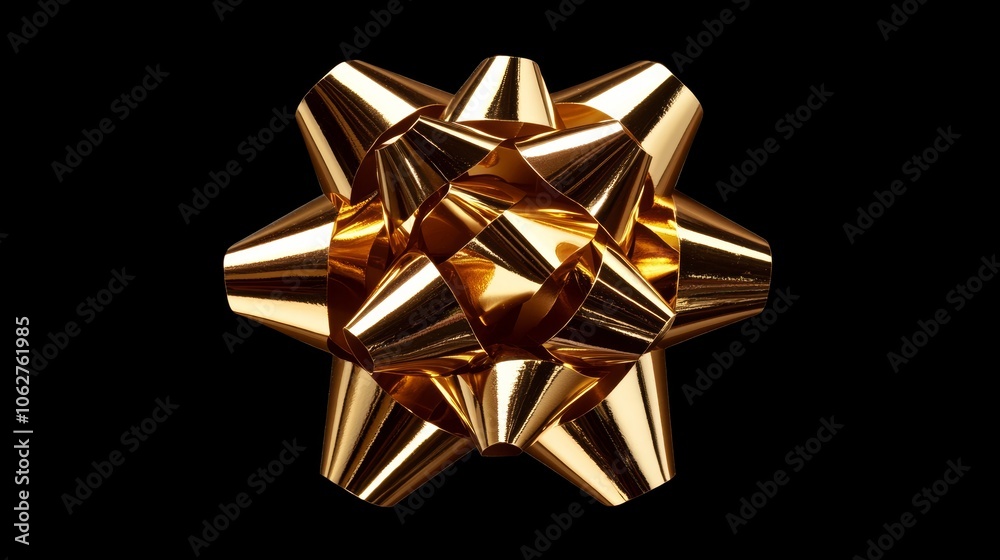 Golden gift bow isolated on black background Golden gift bow isolated on black background