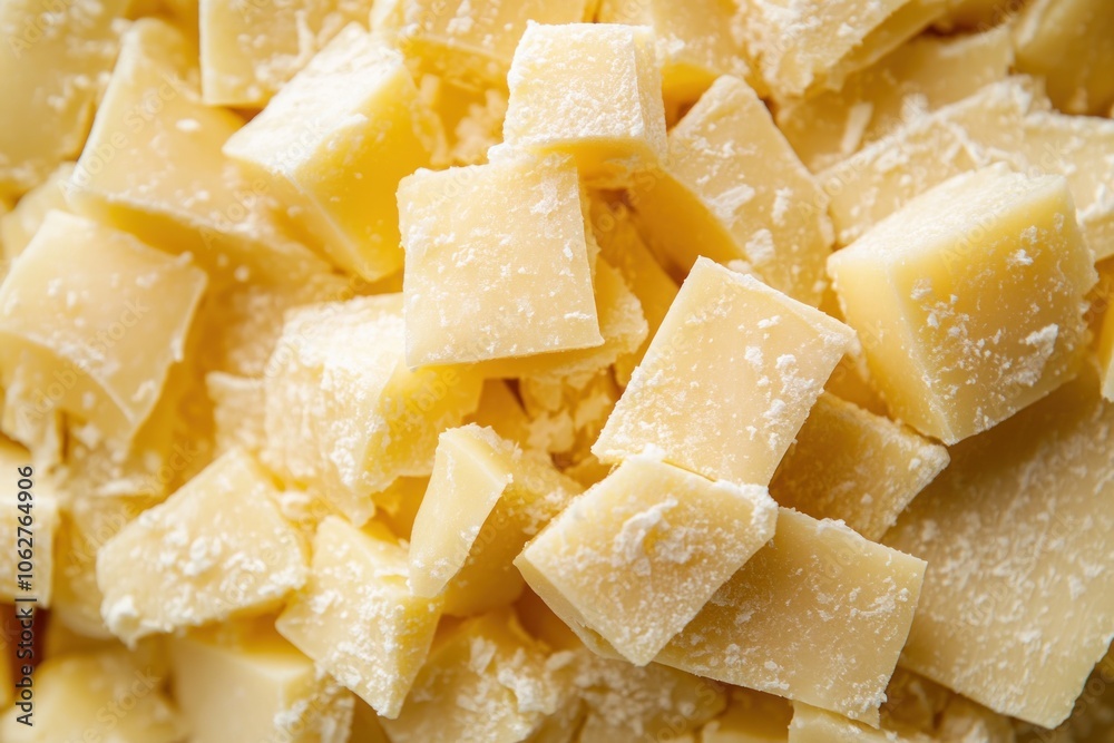 Close-up of White Chocolate Chunks with Powdered Sugar Coating Close-up of White Chocolate Chunks with Powdered Sugar Coating