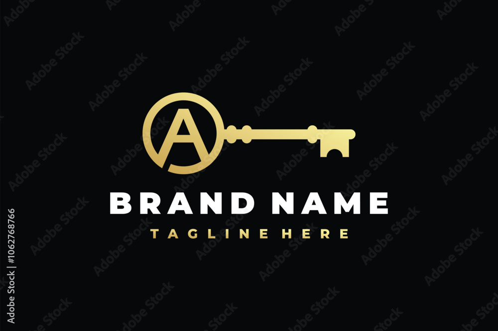 letter A door lock logo