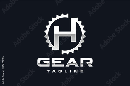 letter H gear bicycle logo