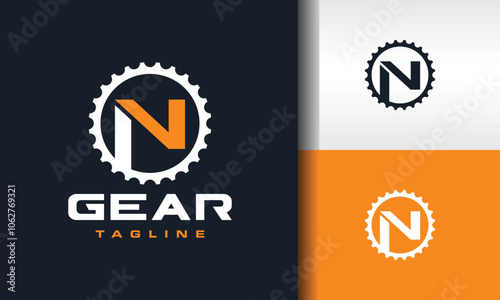 letter N crank bicycle logo